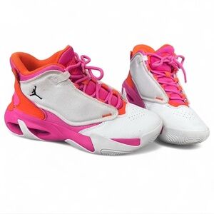 Jordan Pink and White Athletic Shoes